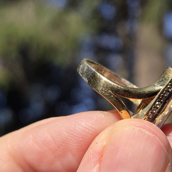 Quartz Baguette 8k & Topaz Sterling & Gold ring Sz8 - Picture 11 of 11